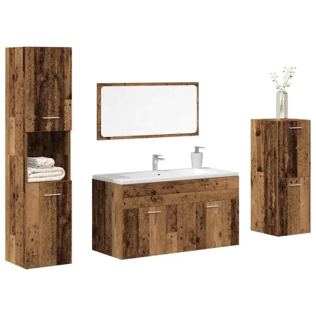 Juego de muebles de baño 4 piezas madera ingeniería envejecida von , Badezimmermöbel - Ref: Foro24-3328589, Preis: 187,36 €, ...