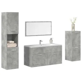 Juego muebles de baño 4 pzas madera contrachapada gris hormigón de , Muebles de baño - Ref: Foro24-3324866, Precio: 157,93 €,...