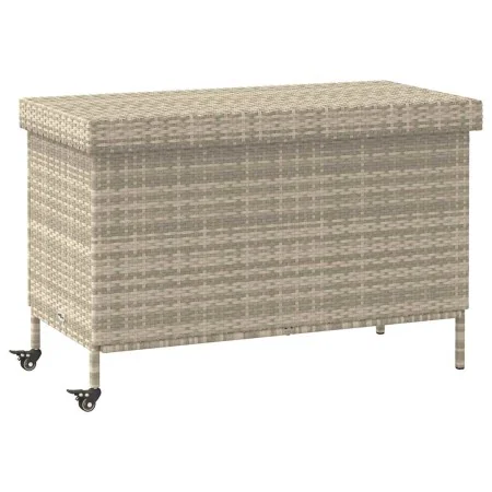 Baúl jardín con ruedas gris claro 110x55x73 cm ratán sintético de , Cajas de almacenaje para exteriores - Ref: Foro24-4103830...