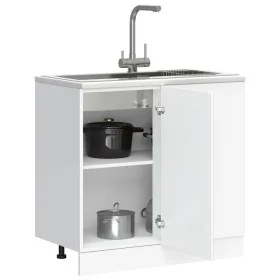 Mueble bajo para fregadero de madera de ingeniería blanca by , Kitchen cabinets - Ref: Foro24-854289, Price: 73,59 €, Discoun...