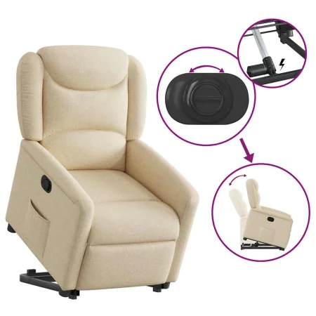 Sillón reclinable elevable de tela color crema by , Armchairs - Ref: Foro24-3303202, Price: 275,15 €, Discount: %