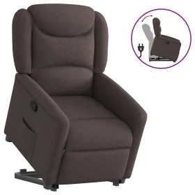 Sillón reclinable elevable tela marrón oscuro by , Armchairs - Ref: Foro24-3303199, Price: 276,47 €, Discount: %