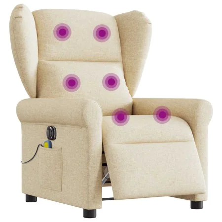 Sillón reclinable de masaje eléctrico tela color crema by , Armchairs - Ref: Foro24-3303372, Price: 281,16 €, Discount: %