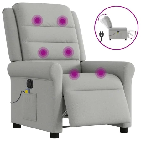 Sillón reclinable de masaje eléctrico tela gris nube by , Armchairs - Ref: Foro24-3303313, Price: 244,32 €, Discount: %