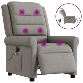 Sillón reclinable de masaje eléctrico tela gris taupe by , Armchairs - Ref: Foro24-3303311, Price: 276,75 €, Discount: %
