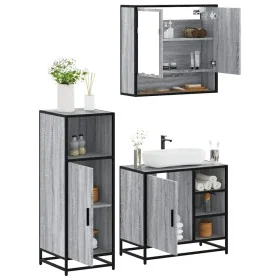 Set de muebles de baño 3 pzas madera contrachapada gris sonoma von , Badezimmermöbel - Ref: Foro24-3300998, Preis: 225,82 €, ...