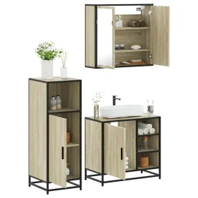 Set de muebles de baño 3 pzas madera contrachapada roble Sonoma von , Badezimmermöbel - Ref: Foro24-3300966, Preis: 208,16 €,...