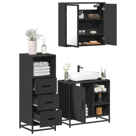 Juego de muebles de baño 3 pzas madera contrachapada negro by , Bathroom furniture - Ref: Foro24-3301025, Price: 244,55 €, Di...