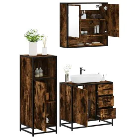Set de muebles baño 3 pzas madera contrachapada roble ahumado von , Badezimmermöbel - Ref: Foro24-3300987, Preis: 237,97 €, R...