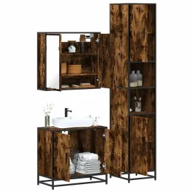 Set de muebles baño 3 pzas madera contrachapada roble ahumado de , Muebles de baño - Ref: Foro24-3301067, Precio: 263,77 €, D...