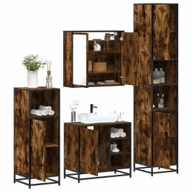 Set de muebles baño 4 pzas madera contrachapada roble ahumado von , Badezimmermöbel - Ref: Foro24-3301207, Preis: 409,37 €, R...