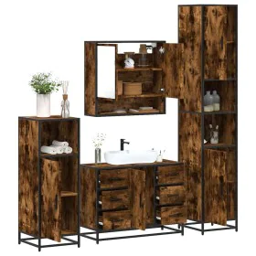 Set de muebles baño 4 pzas madera contrachapada roble ahumado von , Badezimmermöbel - Ref: Foro24-3301232, Preis: 450,70 €, R...
