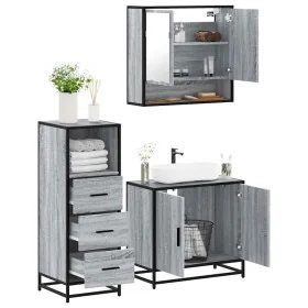 Set de muebles de baño 3 pzas madera contrachapada gris sonoma by , Bathroom furniture - Ref: Foro24-3301038, Price: 228,41 €...
