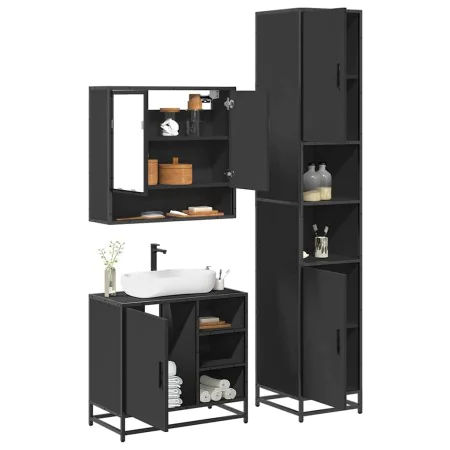 Juego de muebles de baño 3 pzas madera contrachapada negro de , Muebles de baño - Ref: Foro24-3301115, Precio: 300,58 €, Desc...