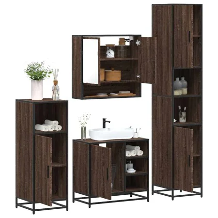 Set de muebles baño 4 pzas madera contrachapada roble marrón von , Badezimmermöbel - Ref: Foro24-3301239, Preis: 345,25 €, Ra...