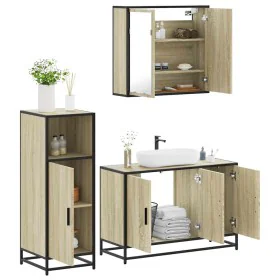 Set de muebles de baño 3 pzas madera contrachapada roble Sonoma von , Badezimmermöbel - Ref: Foro24-3300951, Preis: 216,00 €,...