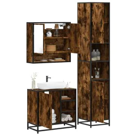 Set de muebles baño 3 pzas madera contrachapada roble ahumado von , Badezimmermöbel - Ref: Foro24-3301117, Preis: 286,93 €, R...