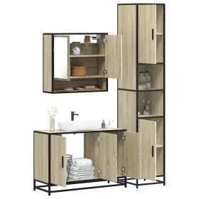 Set de muebles de baño 3 pzas madera contrachapada roble Sonoma von , Badezimmermöbel - Ref: Foro24-3301101, Preis: 295,19 €,...