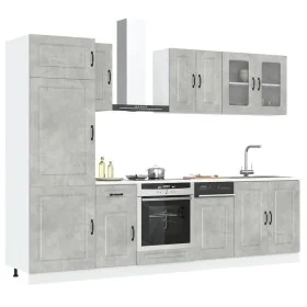 Mueble cocina Kalmar gris hormigón 8 pzas madera contrachapada by , Kitchen cabinets - Ref: Foro24-3314795, Price: 601,59 €, ...