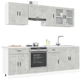 Mueble cocina Kalmar gris hormigón 8 pzas madera contrachapada by , Kitchen cabinets - Ref: Foro24-3314845, Price: 543,58 €, ...