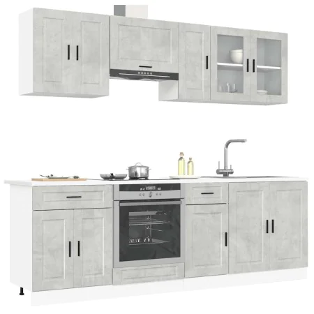 Mueble cocina Kalmar gris hormigón 8 pzas madera contrachapada by , Kitchen cabinets - Ref: Foro24-3314845, Price: 543,28 €, ...