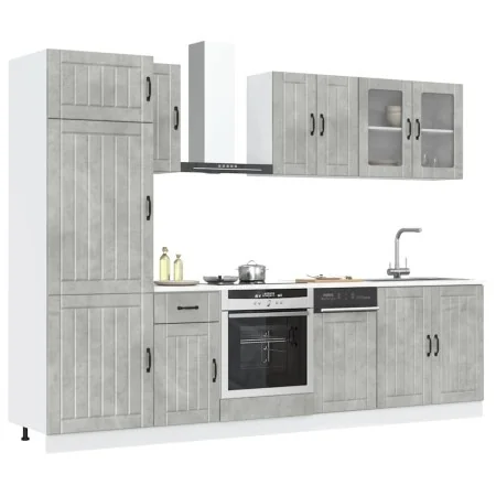 Mueble cocina Kalmar gris hormigón 8 pzas madera contrachapada von , Küchenschränke - Ref: Foro24-3314805, Preis: 600,87 €, R...