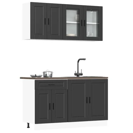 Mueble de cocina Kalmar negra 4 piezas madera contrachapada von , Küchenschränke - Ref: Foro24-3314872, Preis: 306,69 €, Raba...
