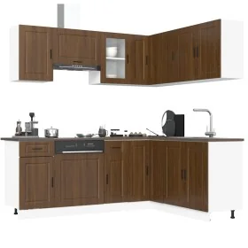 Mueble cocina Porto roble marrón 11 pzas madera contrachapada by , Kitchen cabinets - Ref: Foro24-3314968, Price: 667,47 €, D...