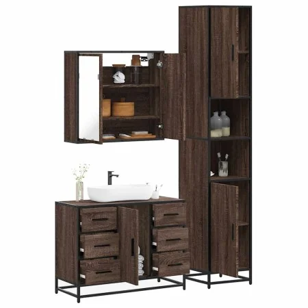 Set de muebles baño 3 pzas madera contrachapada roble marrón by , Bathroom furniture - Ref: Foro24-3301084, Price: 305,36 €, ...