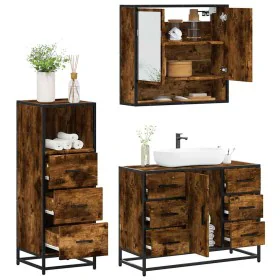 Set de muebles baño 3 pzas madera contrachapada roble ahumado de , Muebles de baño - Ref: Foro24-3301052, Precio: 280,49 €, D...