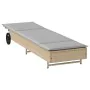 Tumbona con ruedas y cojín ratán sintético beige de , Tumbonas - Ref: Foro24-4104036, Precio: 166,51 €, Descuento: %