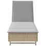 Tumbona con ruedas y cojín ratán sintético beige de , Tumbonas - Ref: Foro24-4104036, Precio: 166,51 €, Descuento: %