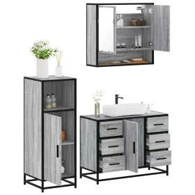 Set de muebles de baño 3 pzas madera contrachapada gris sonoma von , Badezimmermöbel - Ref: Foro24-3300993, Preis: 274,82 €, ...