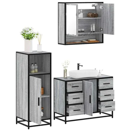 Set de muebles de baño 3 pzas madera contrachapada gris sonoma von , Badezimmermöbel - Ref: Foro24-3300993, Preis: 274,82 €, ...