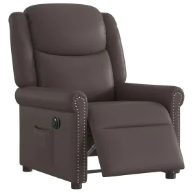Sillón reclinable eléctrico cuero sintético marrón brillante by , Armchairs - Ref: Foro24-3303415, Price: 229,20 €, Discount: %