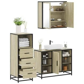 Set de muebles de baño 3 pzas madera contrachapada roble Sonoma von , Badezimmermöbel - Ref: Foro24-3301031, Preis: 225,12 €,...