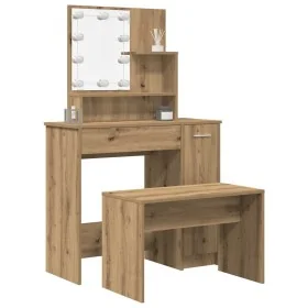 Juego de tocador con LED madera artesanal de roble de , Tocadores para dormitorios - Ref: Foro24-3329186, Precio: 150,43 €, D...