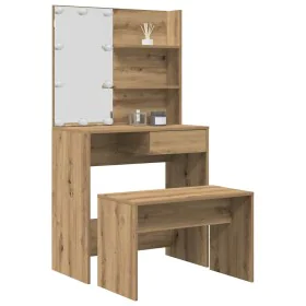Juego de tocador con LED madera artesanal de roble de , Tocadores para dormitorios - Ref: Foro24-3329184, Precio: 140,51 €, D...