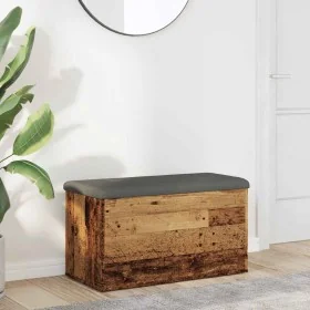 Banco con almacenaje madera ingeniería madera vieja 82x42x45 cm by , Benches for halls and storage - Ref: Foro24-857617, Pric...