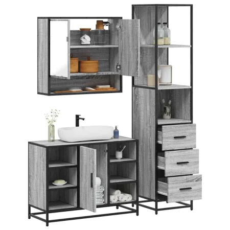 Set de muebles de baño 3 pzas madera contrachapada gris sonoma de , Muebles de baño - Ref: Foro24-3301183, Precio: 260,60 €, ...