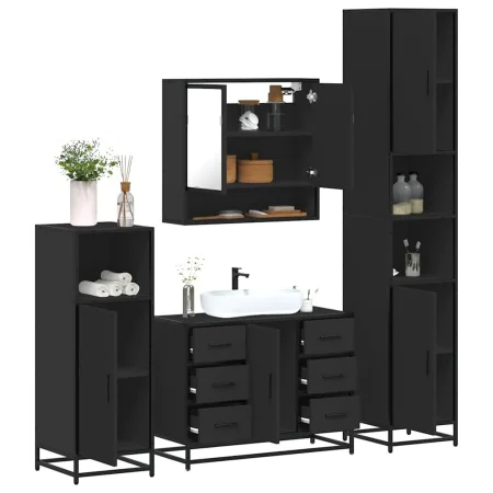 Juego de muebles de baño 4 pzas madera contrachapada negro von , Badezimmermöbel - Ref: Foro24-3301230, Preis: 462,72 €, Raba...