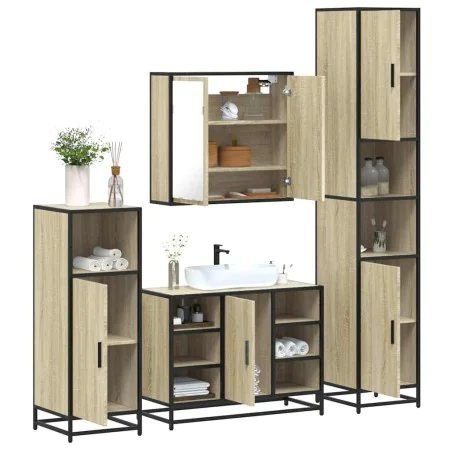 Juego de muebles de baño 4 pzas contrachapada roble sonoma von , Badezimmermöbel - Ref: Foro24-3301211, Preis: 400,56 €, Raba...