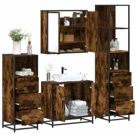 Set de muebles baño 4 pzas madera contrachapada roble ahumado von , Badezimmermöbel - Ref: Foro24-3301247, Preis: 291,44 €, R...