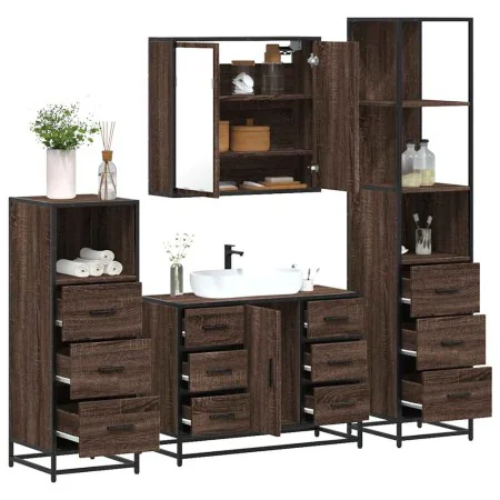Set de muebles baño 4 pzas madera contrachapada roble marrón von , Badezimmermöbel - Ref: Foro24-3301264, Preis: 425,67 €, Ra...