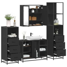 Juego de muebles de baño 4 pzas madera contrachapada negro von , Badezimmermöbel - Ref: Foro24-3301270, Preis: 365,04 €, Raba...