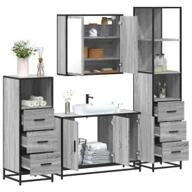 Set de muebles de baño 4 pzas madera contrachapada gris sonoma von , Badezimmermöbel - Ref: Foro24-3301253, Preis: 359,84 €, ...