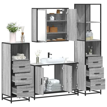 Set de muebles de baño 4 pzas madera contrachapada gris sonoma de , Muebles de baño - Ref: Foro24-3301253, Precio: 359,77 €, ...