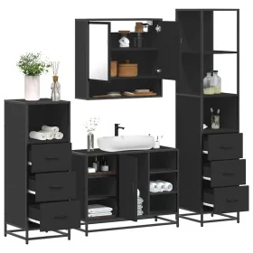 Juego de muebles de baño 4 pzas madera contrachapada negro von , Badezimmermöbel - Ref: Foro24-3301300, Preis: 345,39 €, Raba...
