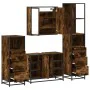 Set de muebles baño 4 pzas madera contrachapada roble ahumado by , Bathroom furniture - Ref: Foro24-3301272, Price: 312,30 €,...