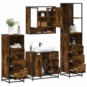 Set de muebles baño 4 pzas madera contrachapada roble ahumado von , Badezimmermöbel - Ref: Foro24-3301287, Preis: 328,84 €, R...